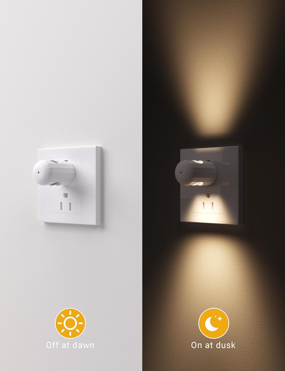 6-Pack LED Night Light Plug-In Wall Outlet Light, Soft White,Dusk to Dawn Nightlight,Ambient Lighting,Nightlight for Bedroom, Bathroom, Nursery, Hallway, Kitchen